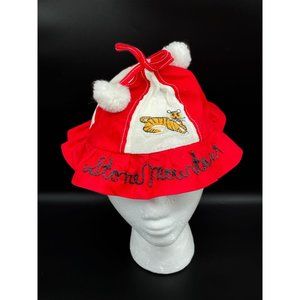 Vintage Stone Mountain Georgia Sun Hat Children Red Embroidered Tiger Pom Pom